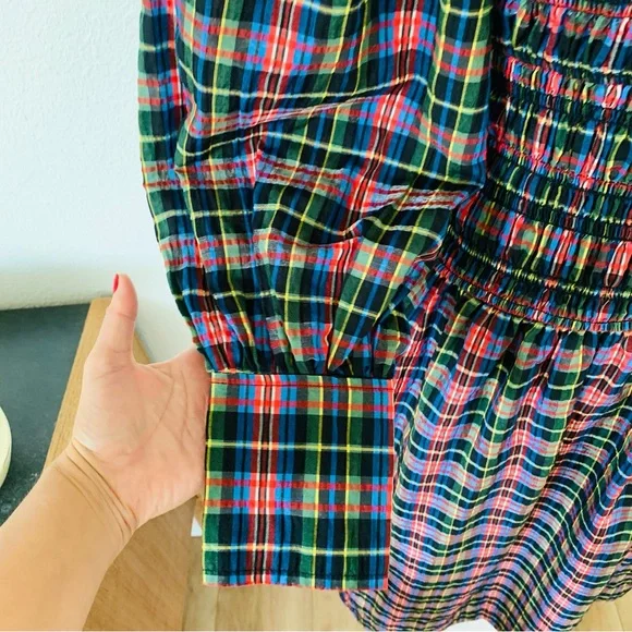 Sold! Gianni seersucker plaid smocked dress - Picture 8 of 16